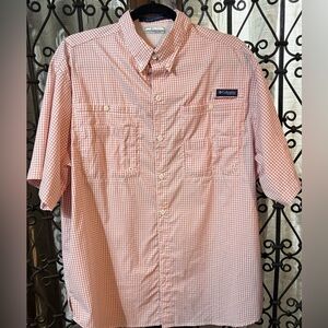 Columbia Short-Sleeve Button-Up Shirt in Pink Check